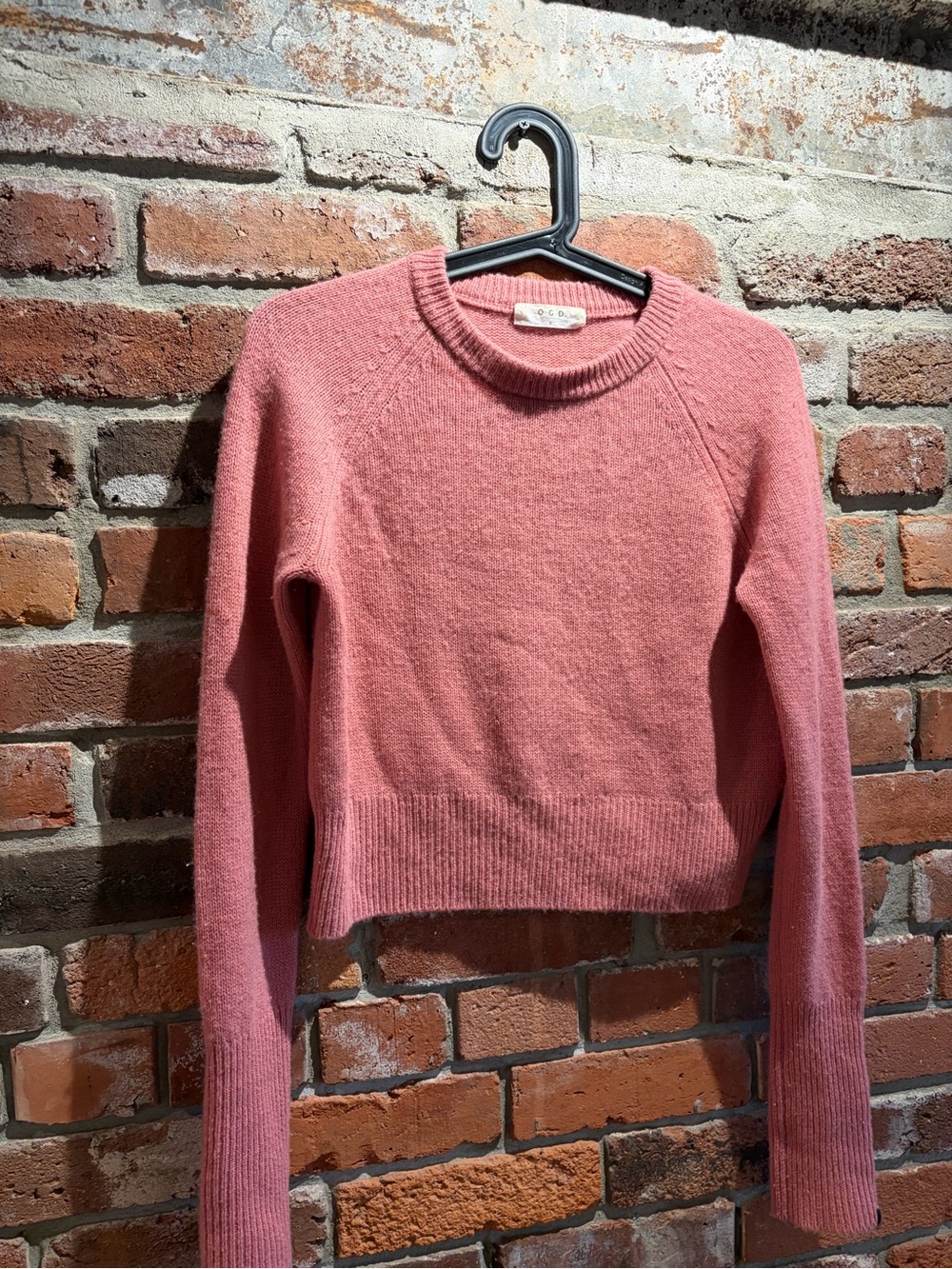 One Grey Day - Pink 100% Cashmkre Crewneck Sweater